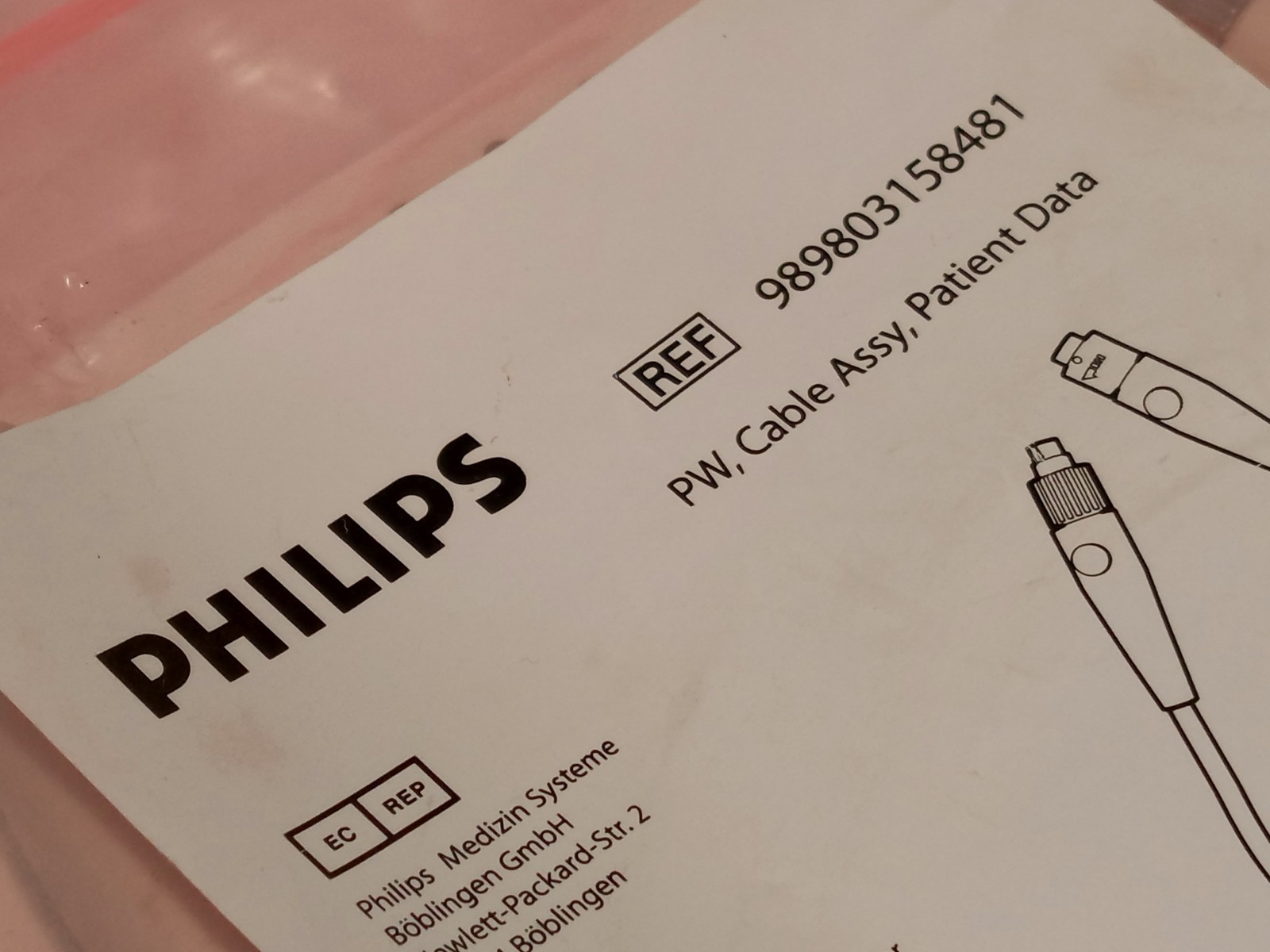 Philips 989803158481 PageWriter TC IEC patient data cable assembly, orig. bag
