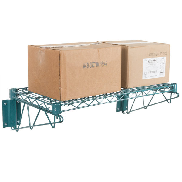 14" x 36" Wall Mount Green Epoxy Wire Shelf Rack Commercial Restaurant Pot NSF