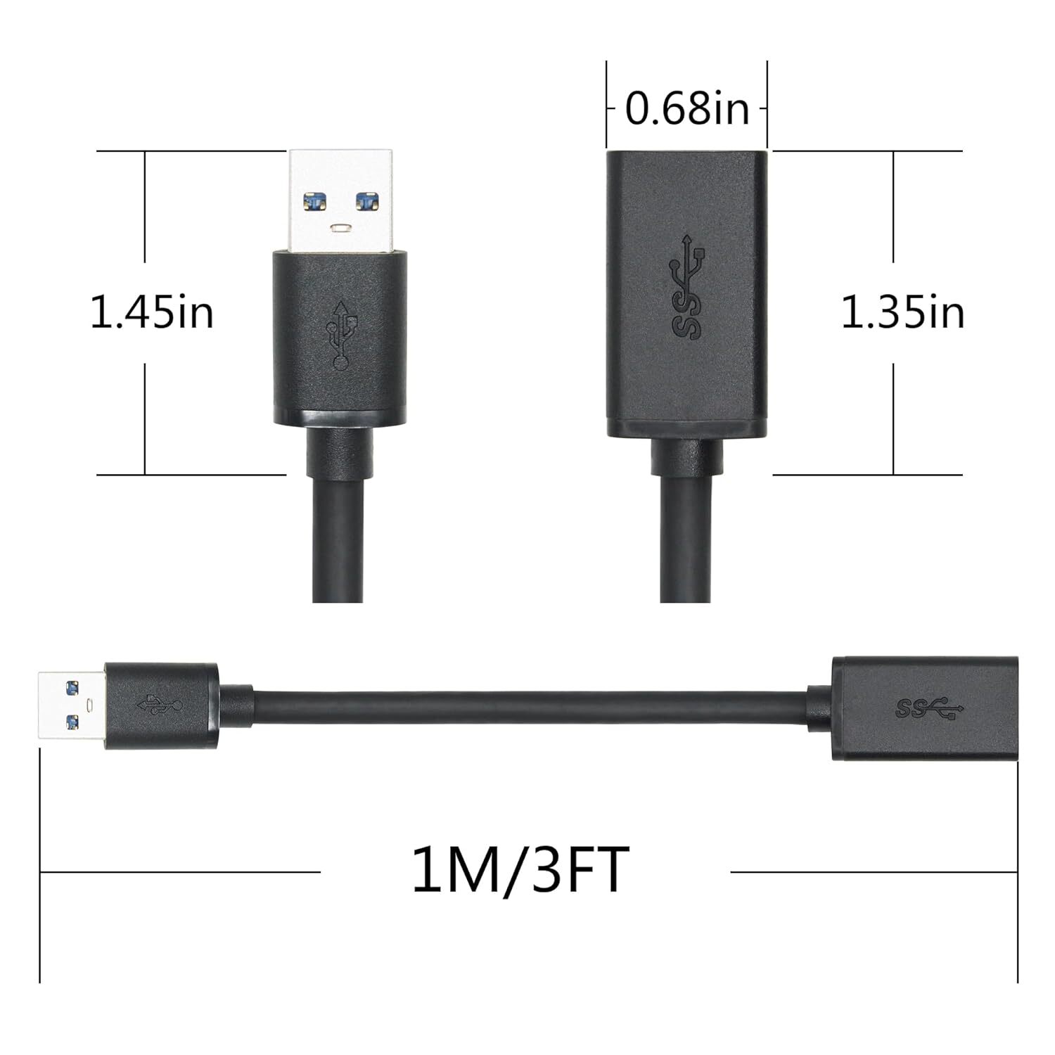 USB3.0 Extension Cable High Speed Extender Cord Adapter TypeA Male to Female Lot