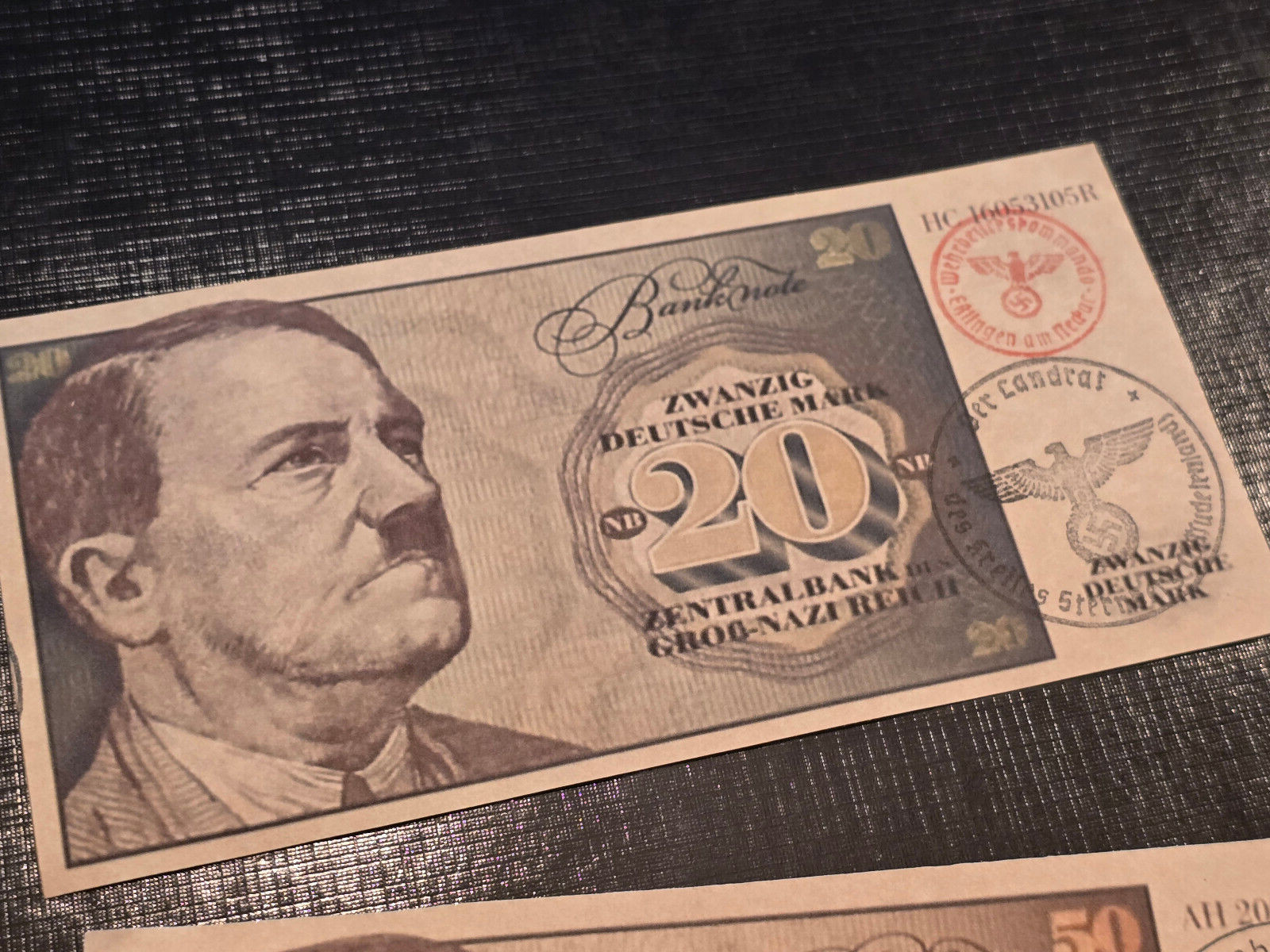 THIRD REICH CURRENCY Adolf Hitler Banknotes Reichsbanknotes x 2 20 + 50 Mark