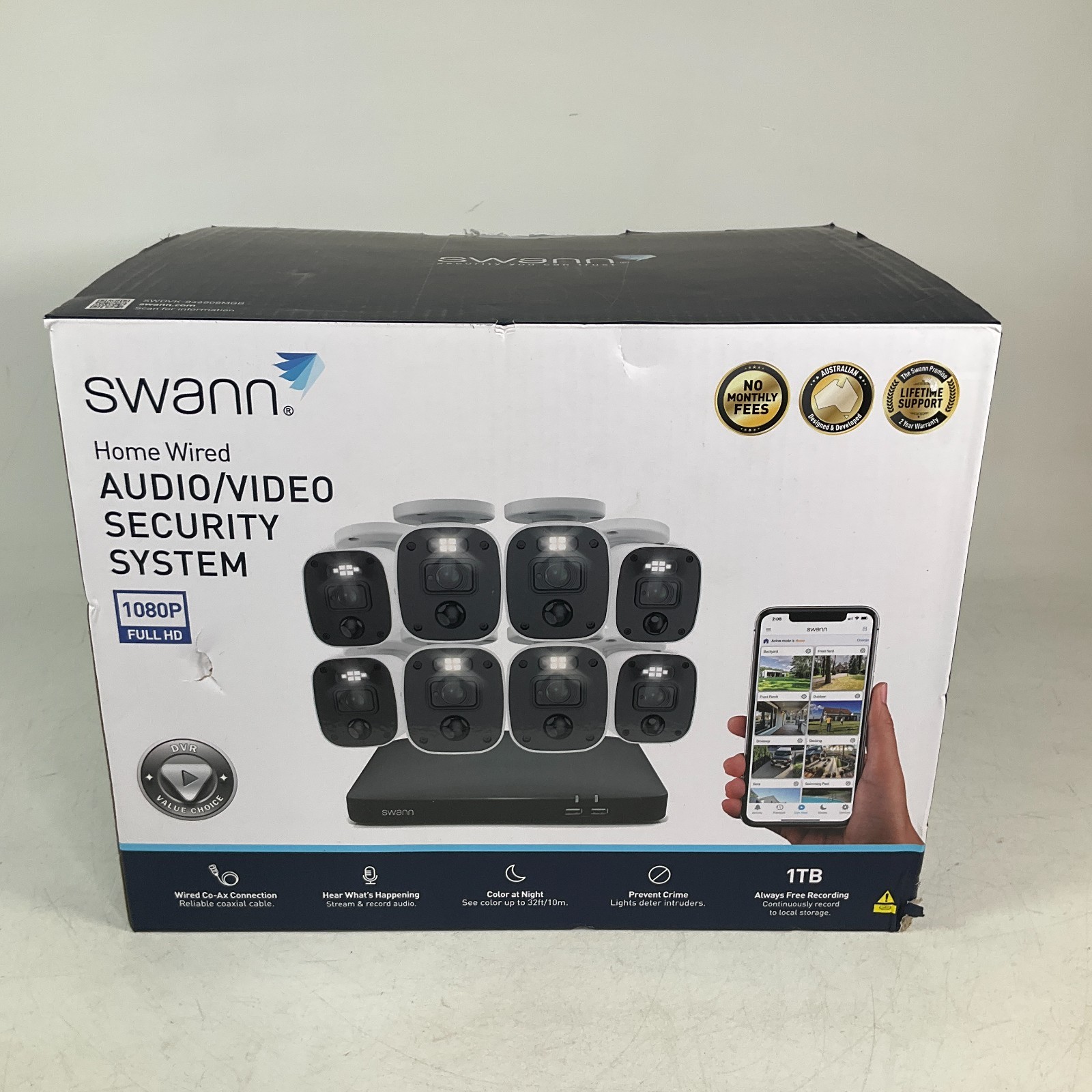 Swann 8 Camera Home Wired Audio/Video Security System SWDVK-846808MQB NEW