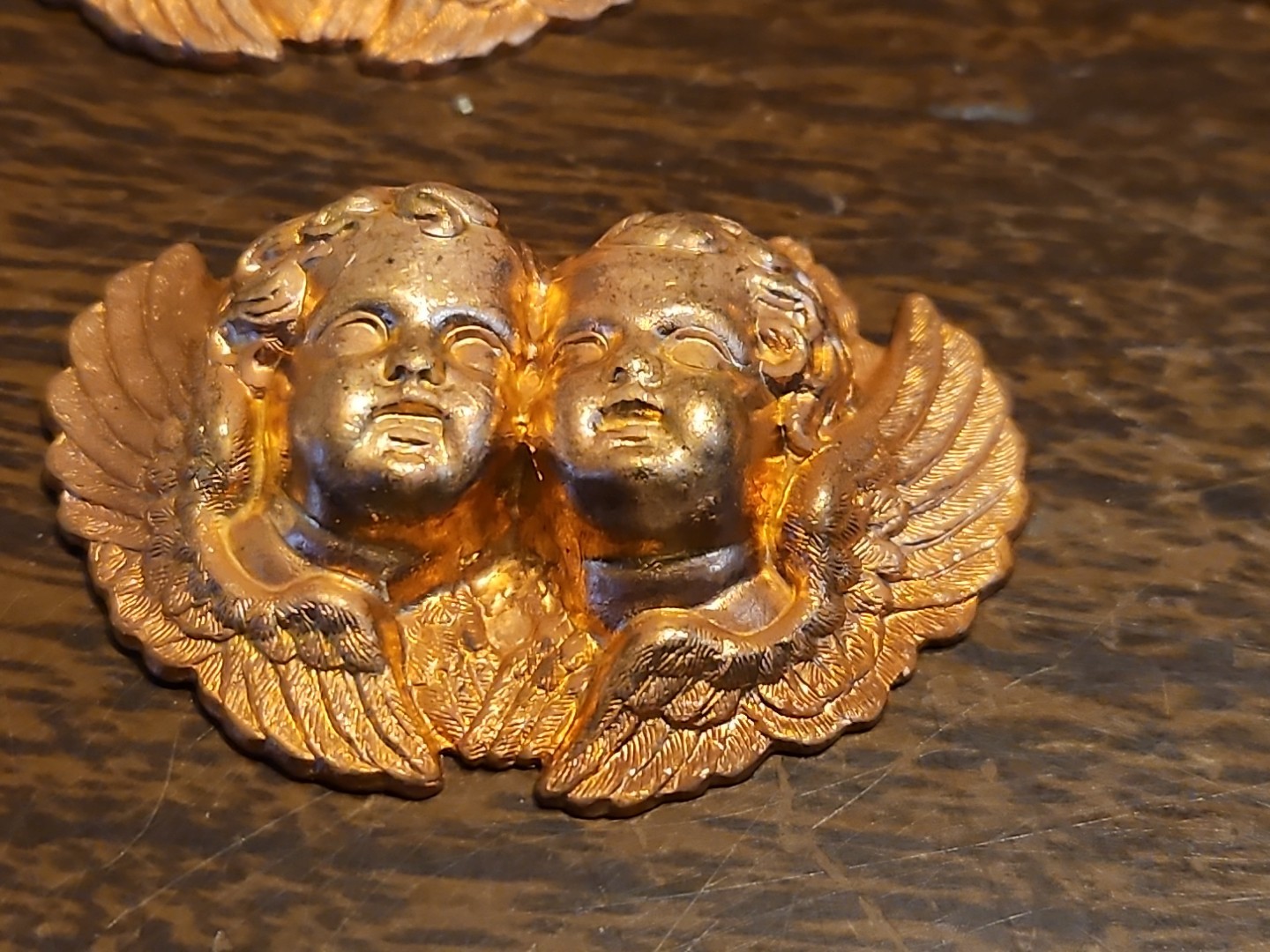 Lot Of 10 Cherub Head Bust France Vintage 60s Brass Stampings Findings Jewelry