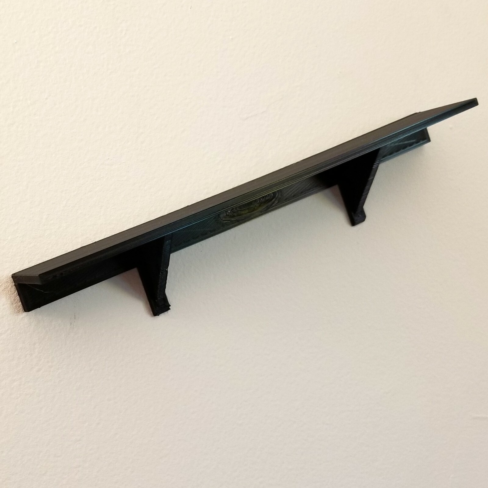 12" x 2" Black Wall Shelf Easy No Hole No Nail install uses 3M Command Strips