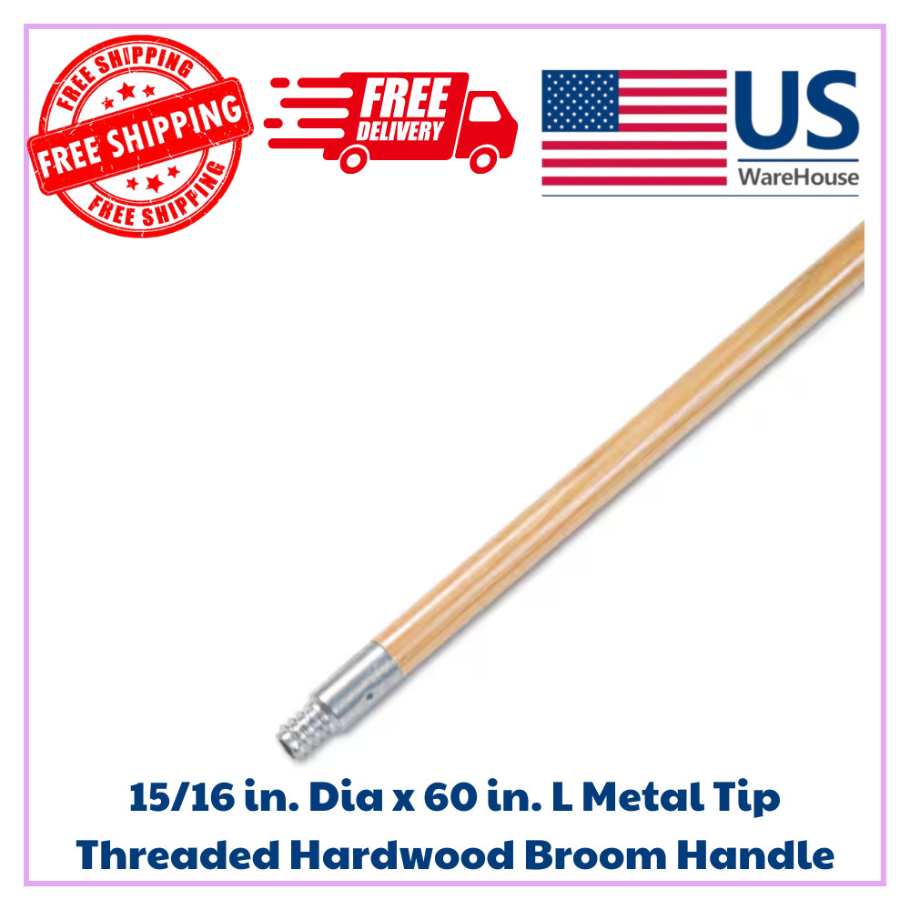 15/16 in. Dia x 60 in. L Metal Tip Threaded Hardwood Broom Handle