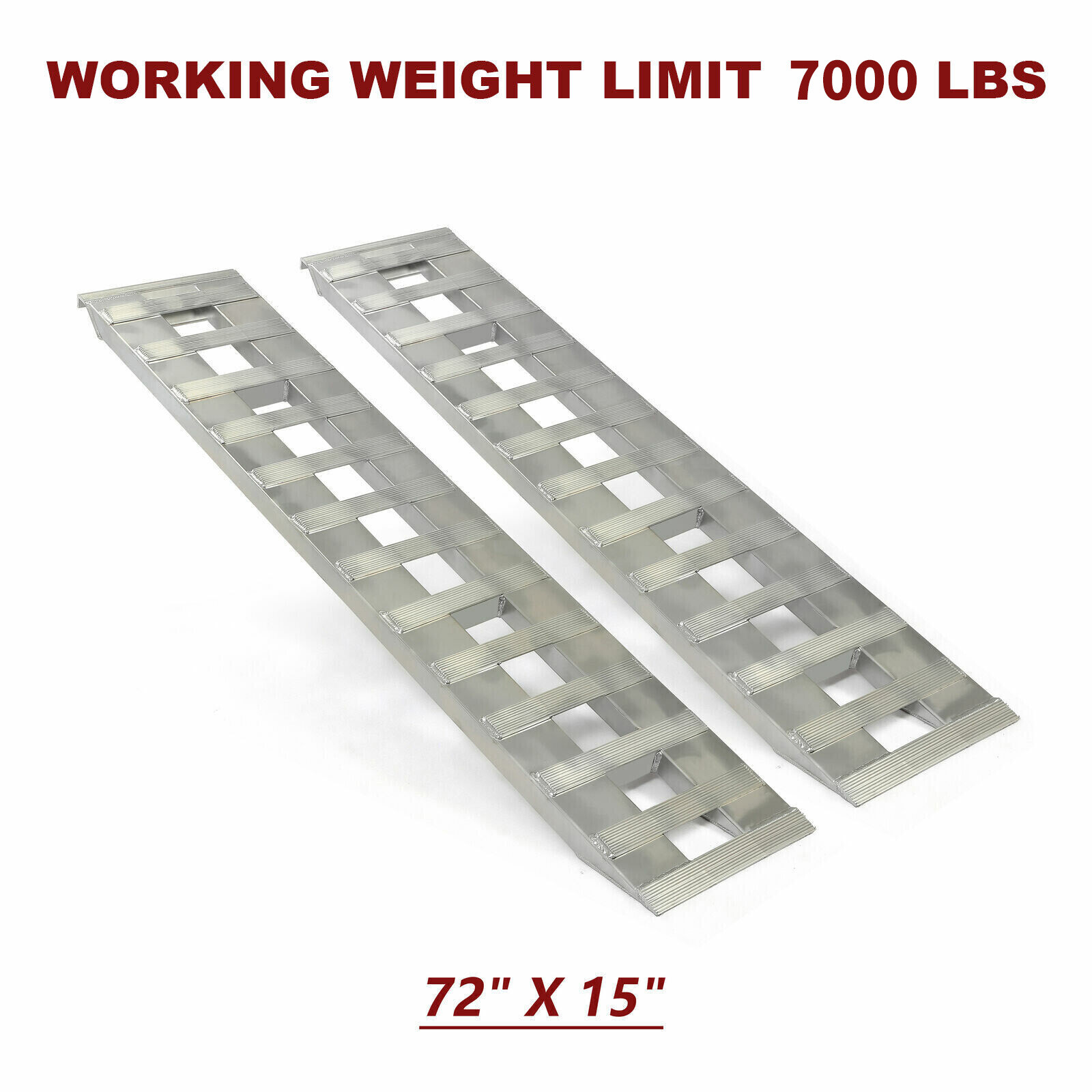 72" X 15" 7000 LBS ALUMINUM Hook Ramp CAR TRUCK TRAILER auto hauler TRACTOR Pair