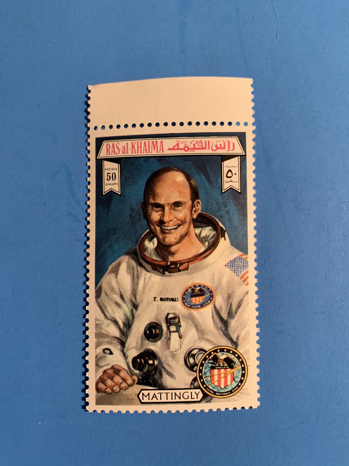 SET OF 6 Ras Al Khaima SPACE STAMPS AIRMAIL Moon Lunar Kennedy Apollo