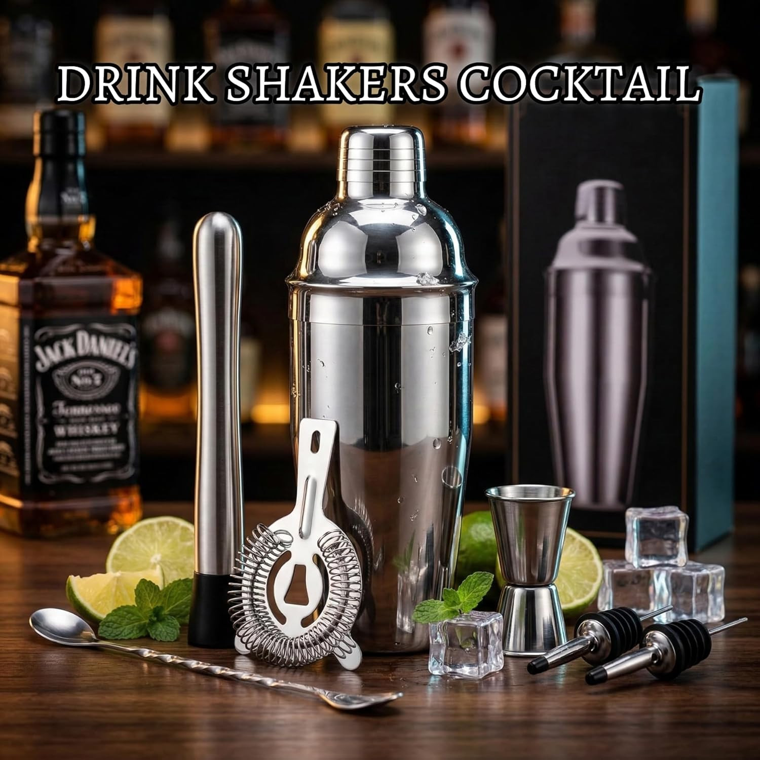 Cocktail Shaker Set Bartender Kit,Professional Bar Set, Martini Shaker, Jigger,