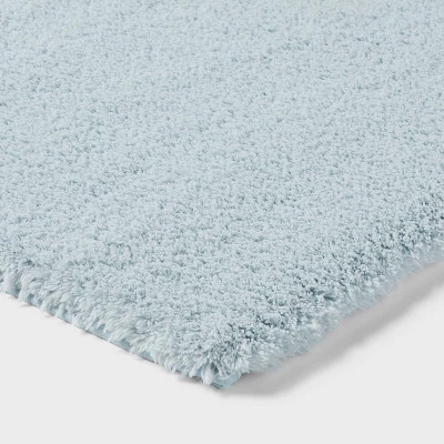 Threshold Tufted 60x24" Bath Rug Runner High Pile Heavyweight, Light Blue