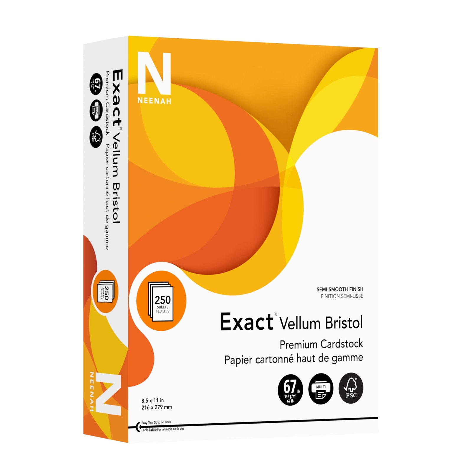 Exact Vellum Bristol Paper 67 lb 8.5 x 11 250 Sheets White Card Stock