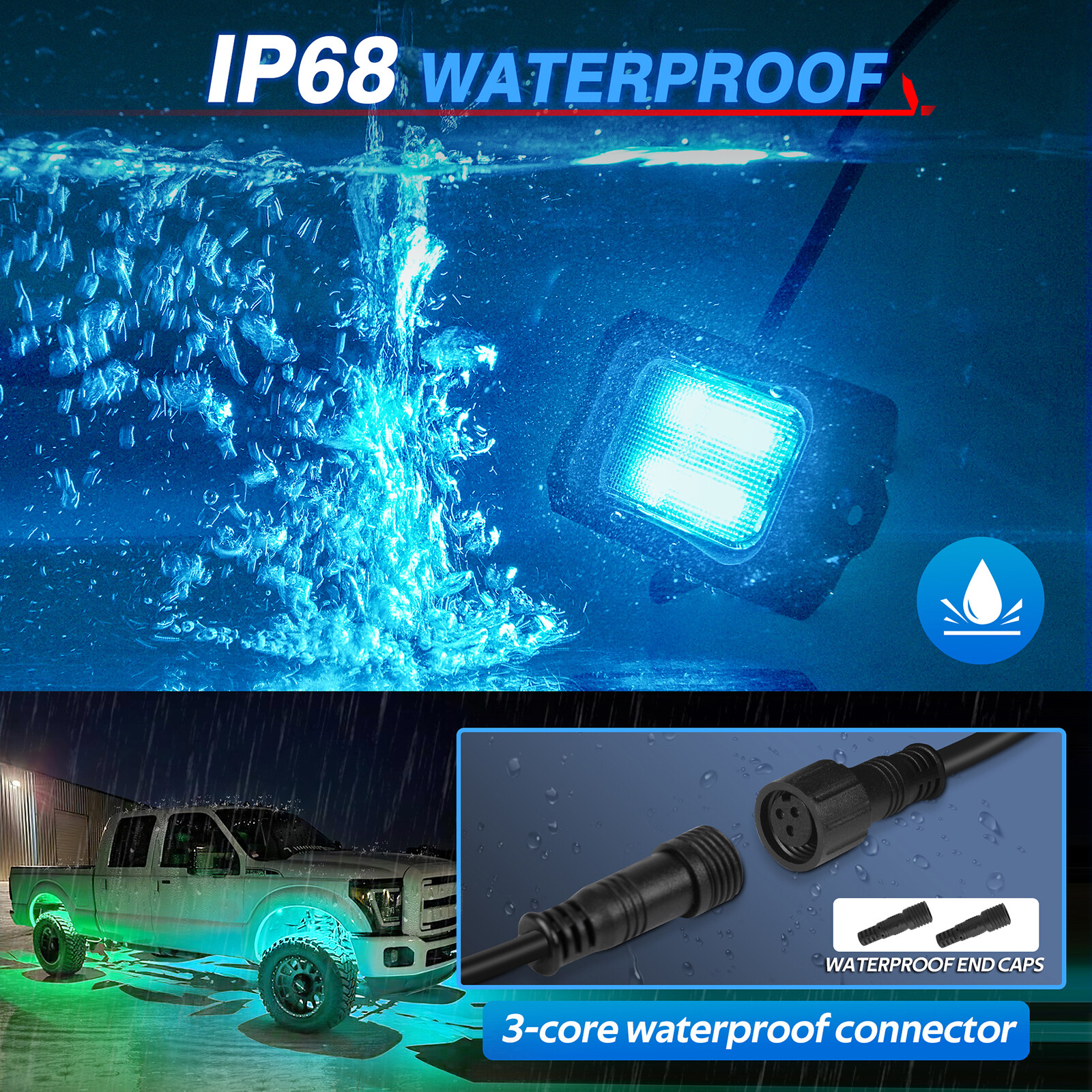 MICTUNING 8 Pods RGB+IC Chasing LED Rock Lights - Underglow Neon Light Kit Truck