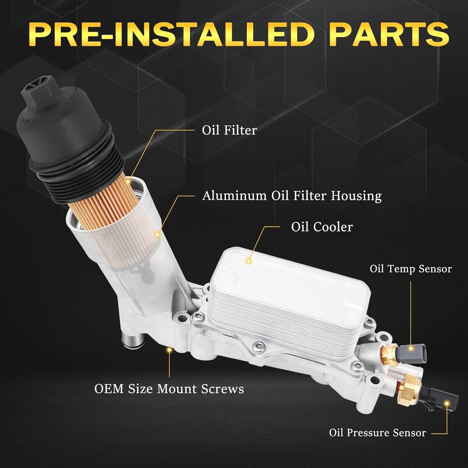 Aluminum Engine Oil Cooler Filter Housing Fits 11-16 Dodge Jeep Chrysler Ram3.6L