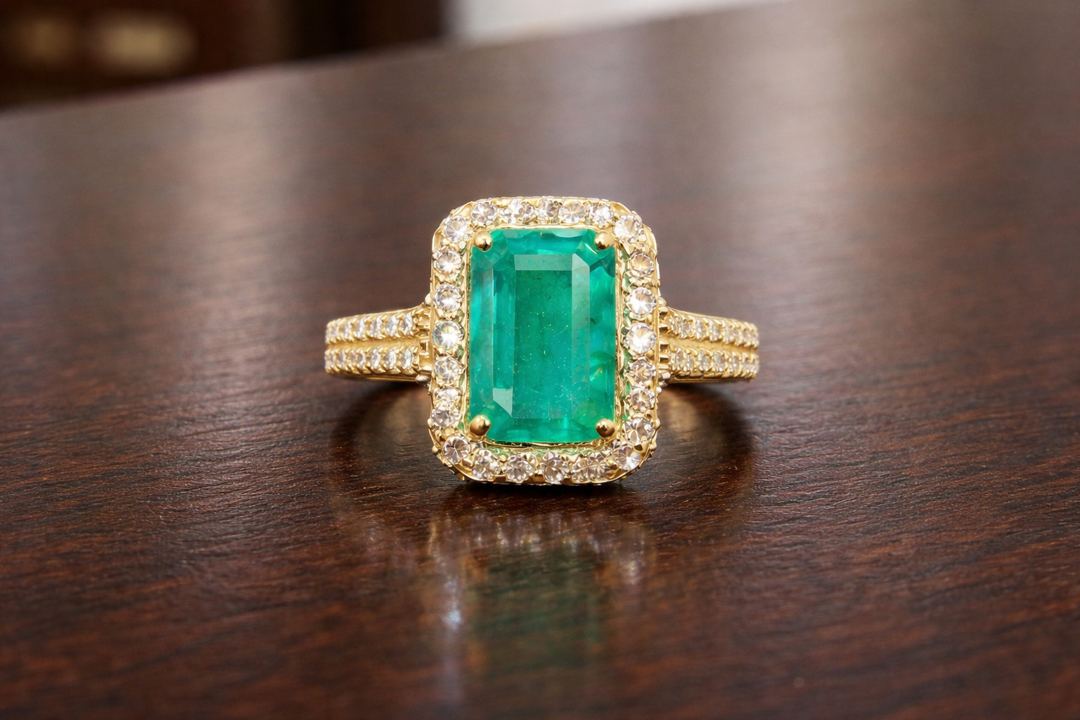 5.50 Ct Emerald Cut Natural Emerald Diamond Wedding Ring 14k Yellow Gold Size 8