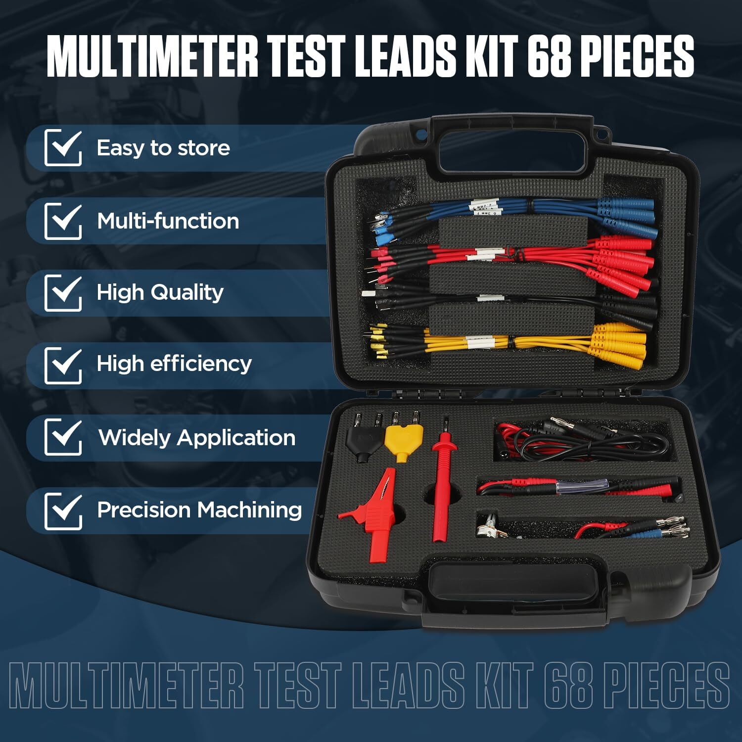 68PCS Automotive Multimeter Test Leads Kit Clips Electrical Test Diagnostic Tool