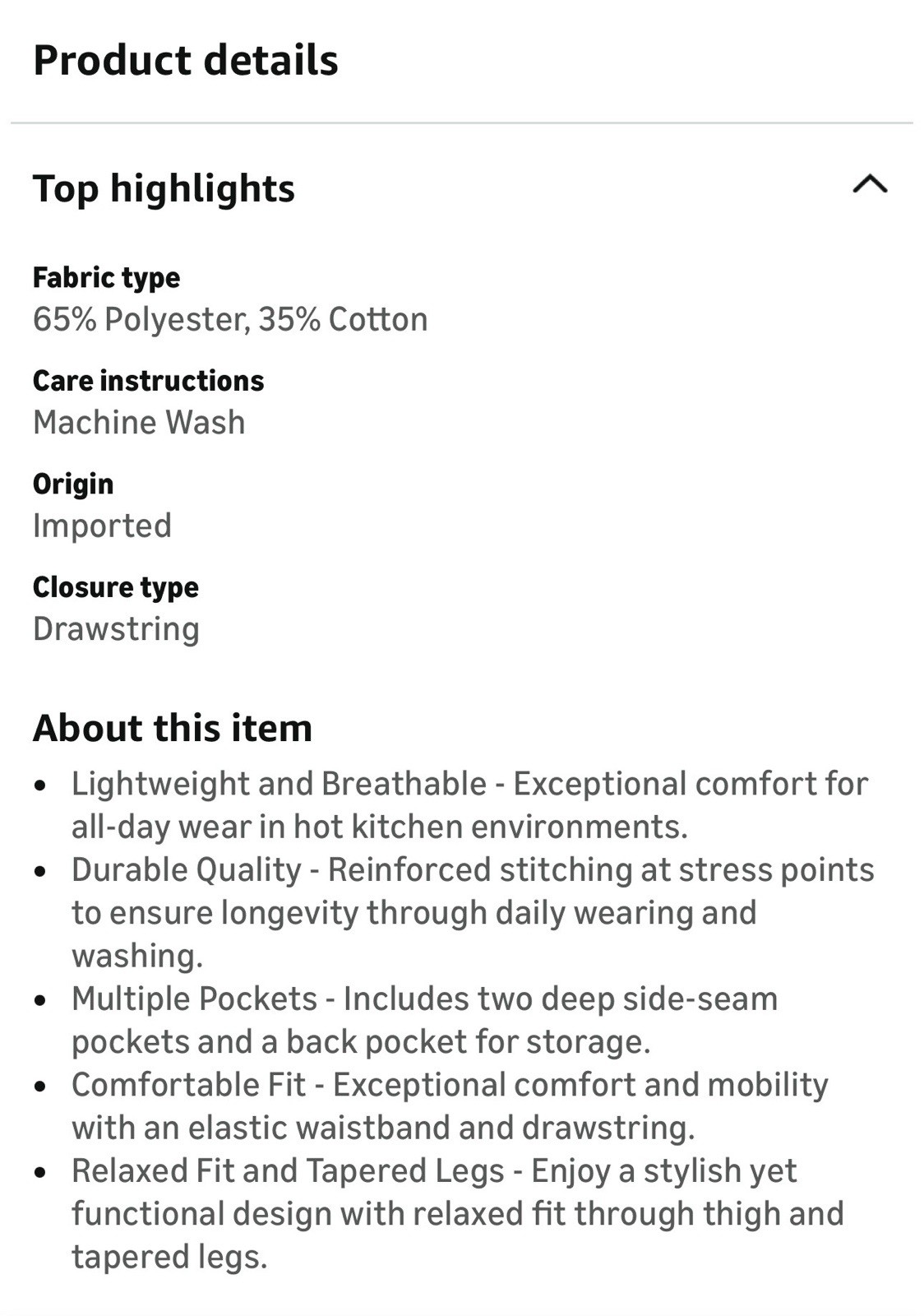 New Men’s Chef Works Essential Baggy Black Chef Pants Size 5XL