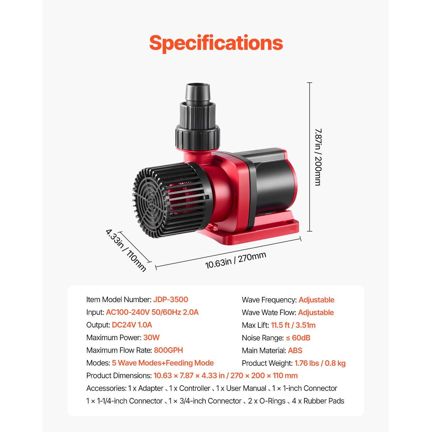 Aquarium 24V DC Water Pump with Controller 30W 800 GPH Wave Maker Return Pump