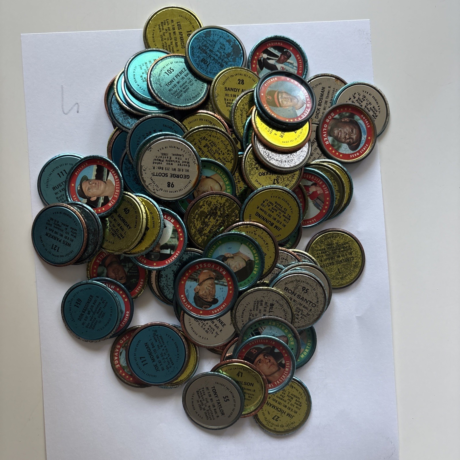 1971 topps baseball coin lot - no duplicates see pic (88 coins )