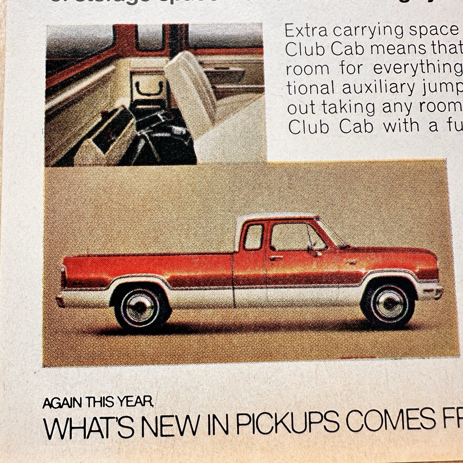 1973 Dodge Club Cab Pickup Truck Makes History Vintage Print Ad Auto Advert