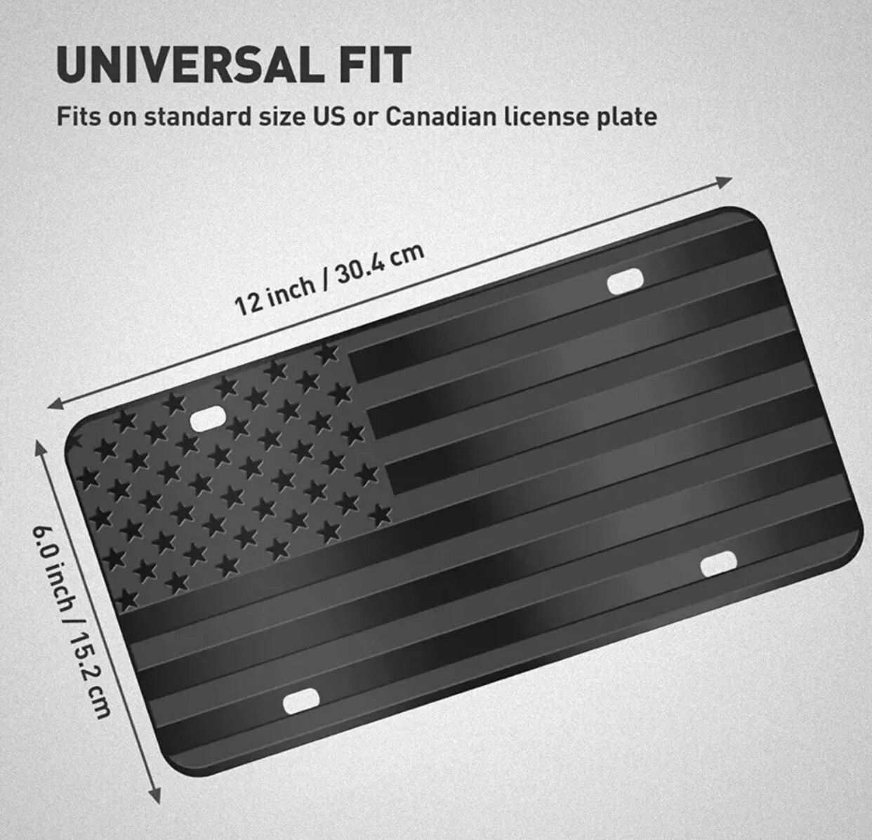 American Flag License Plate Matte Black USA Aluminum Tactical With Screws & Caps