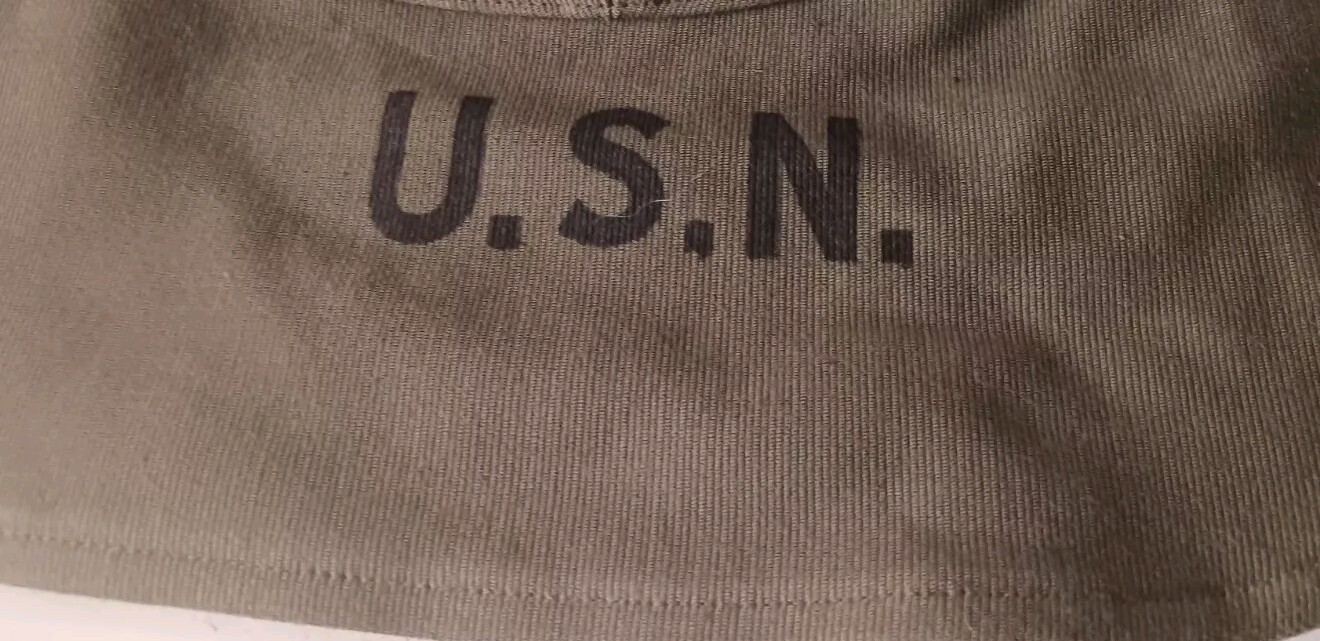 USN Winter Cloth Deck Helmet OD Green Hat Size 7-1/4 NOS