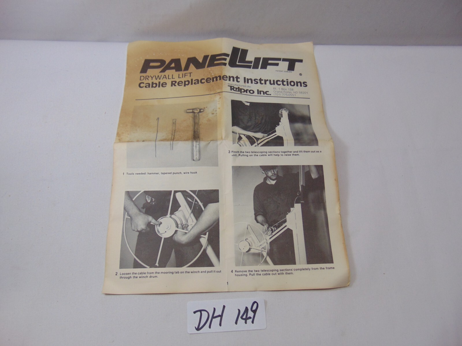 Telpro Panel Lift Drywall Lift Replacement Part Cable For 186-00-00-00 Tool