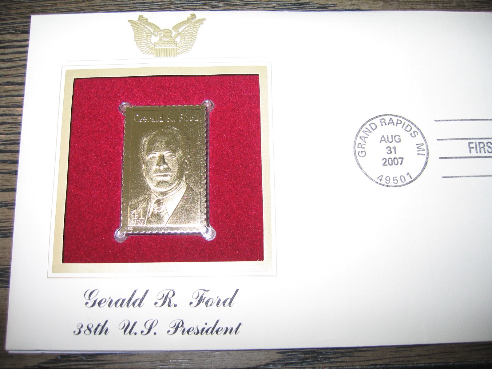 2007 Gerald R Ford 38th US President replica Golden Cover Stamp