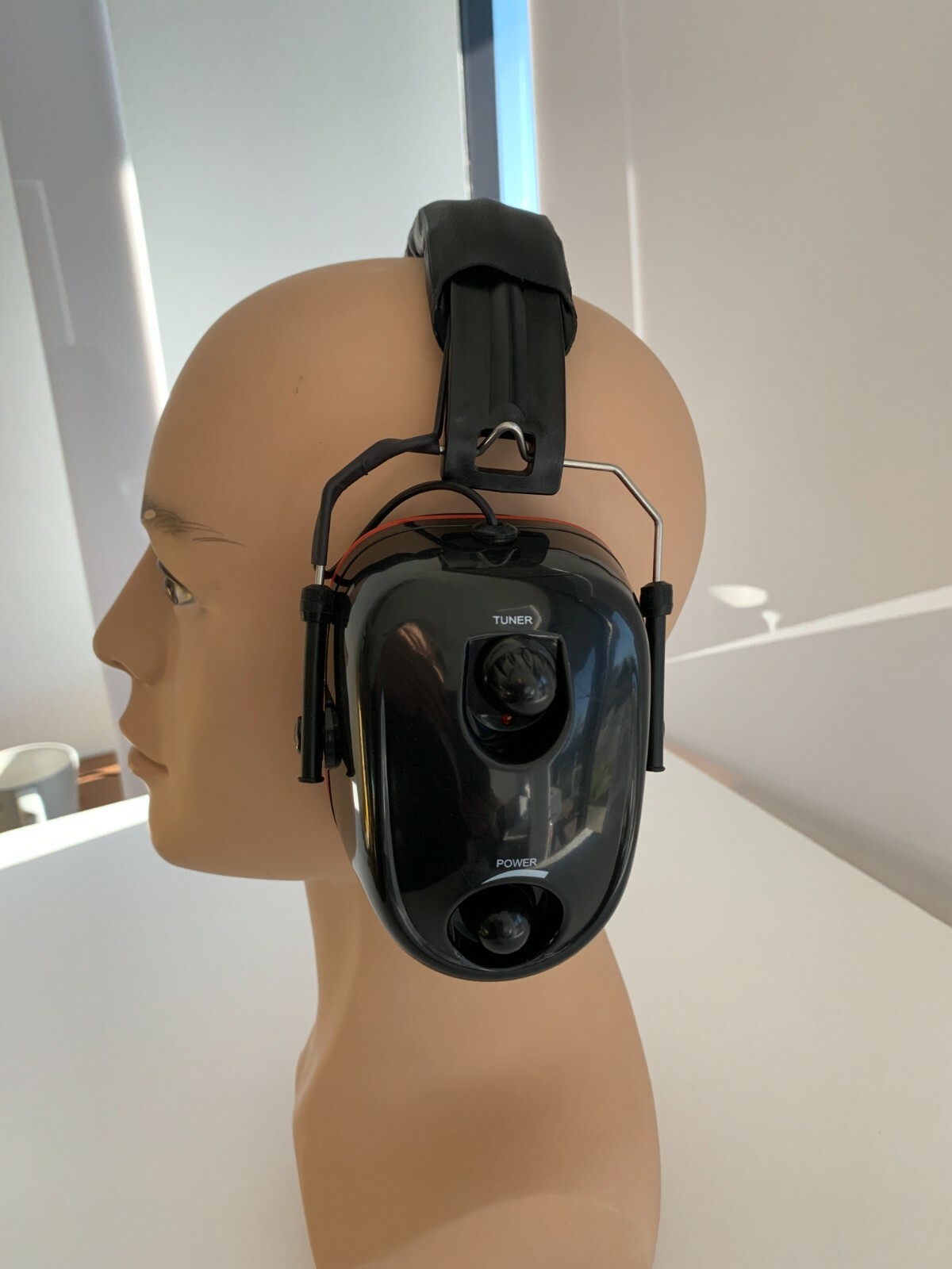 FM Radio Earmuffs Hearing Protector Mowing Work Protection Headphone Black/Red