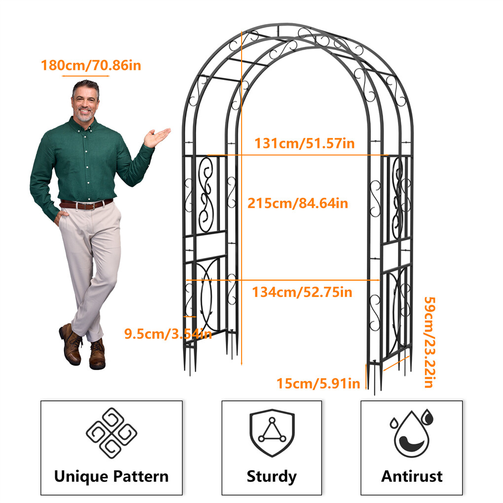 XXL Tall Metal Garden Arch Trellis Double Column Curved Climbing Plant Archway