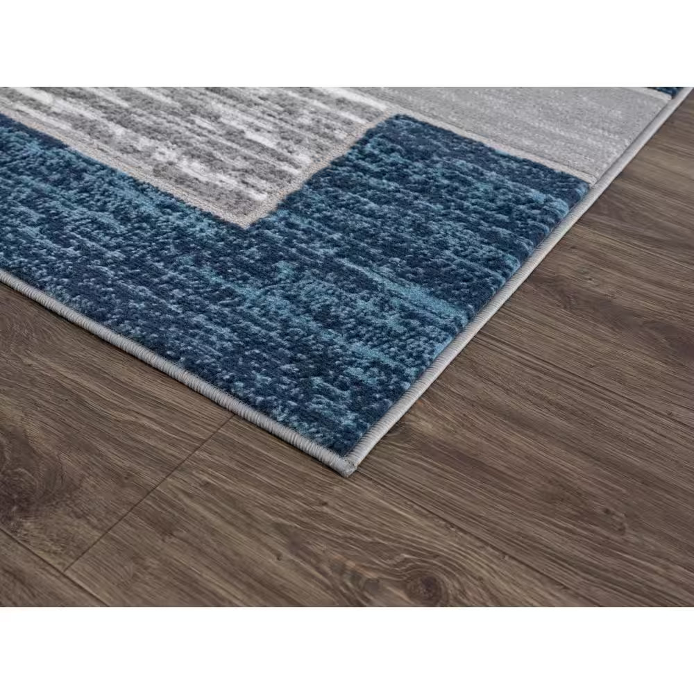 Verena Blue Geometric 2 Ft. X 6 Ft. Runner Rug