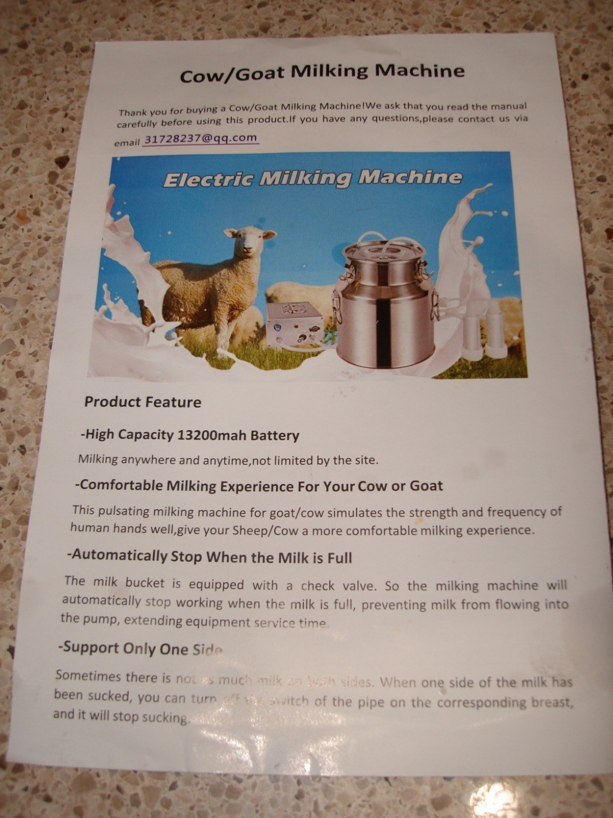 BATTERY/PORTABLE Electric Cow Goat Milking Machine 3L Stainless Steel NEW!