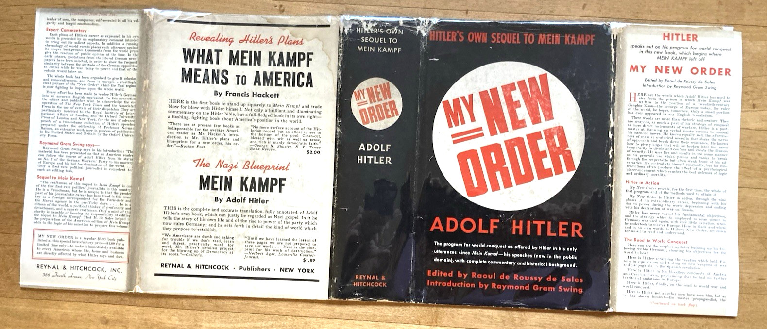 MY NEW ORDER-WWII-ADOLF HITLER's SPEECHES-RARE TRUE 1st Ed-1st Pr-1941-DJ-CLEAN