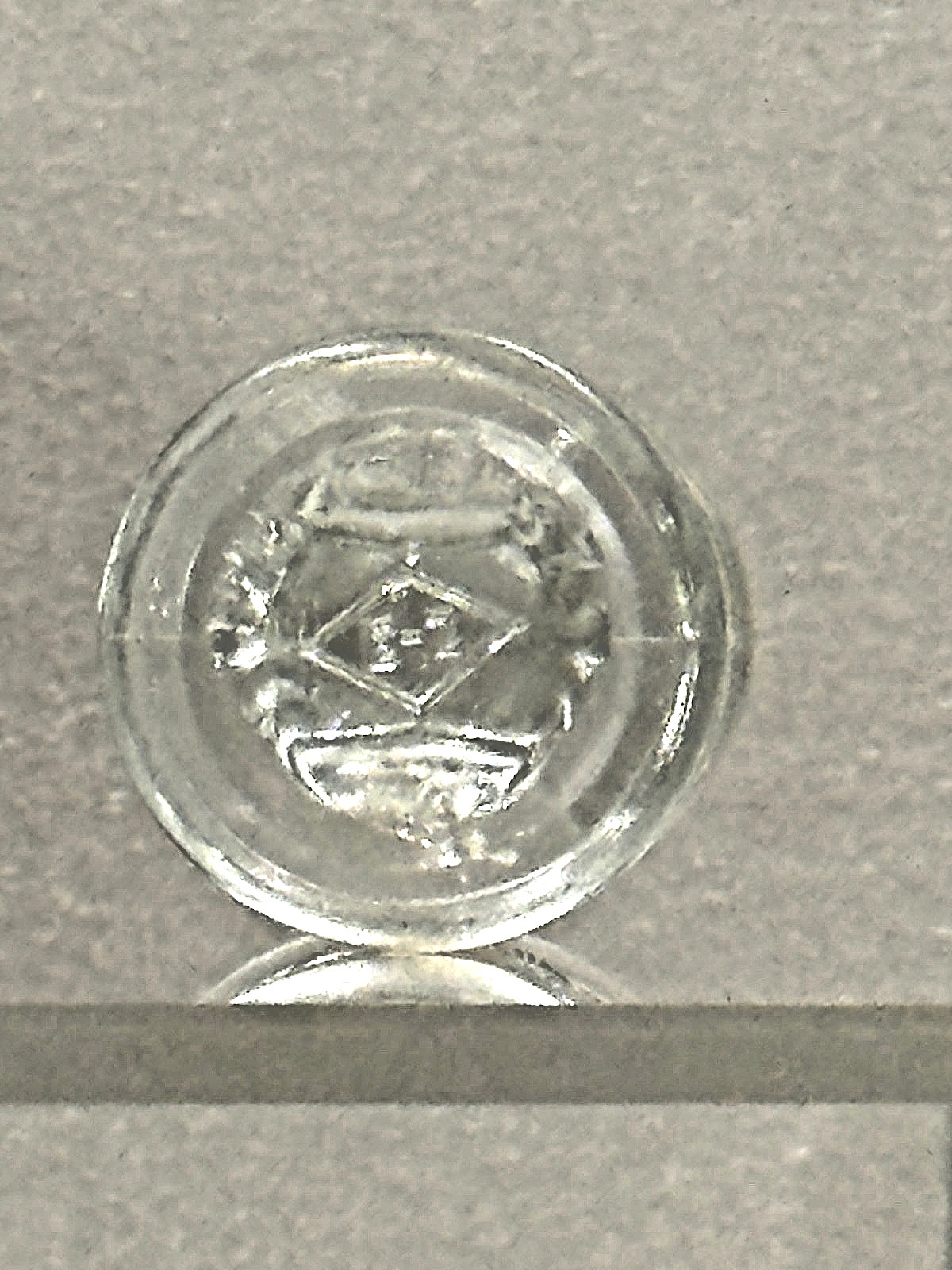 E-Z Brand Pat. 1937 Clear Eyewash Cup- Embossed Eye on Both Sides-Pedestal Shape