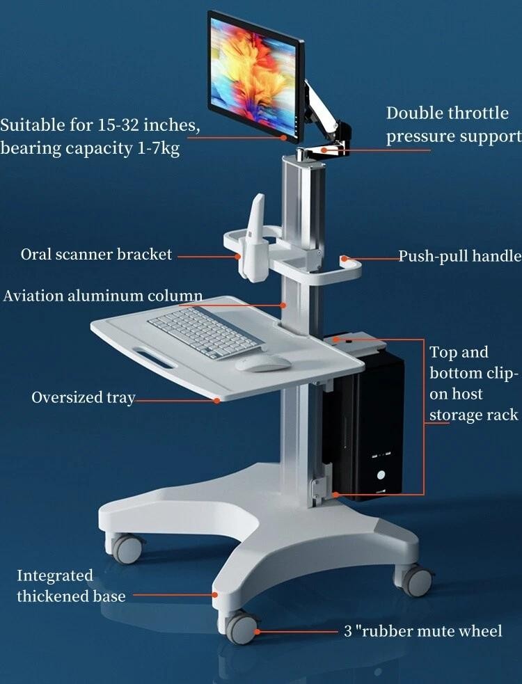 Medical Dental Scanner Mobile Cart Intraoral Scanner Trolley Tool Cart 110V
