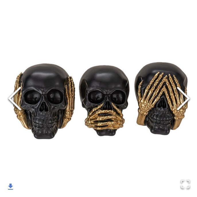 See Hear Speak No Evil Skull Set Figurine Statue