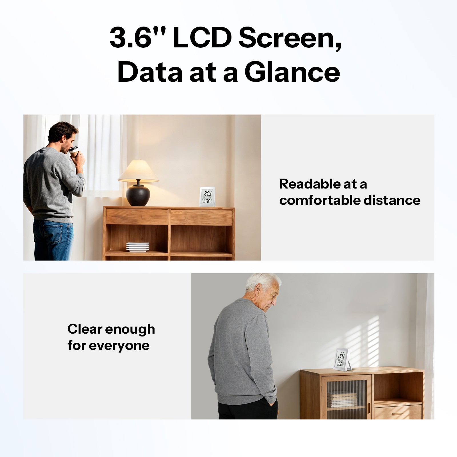 2 Pack SONOFF 3.6'' LCD Zigbee Temperature Humidity Sensor Smart Home SNZB-02DR2