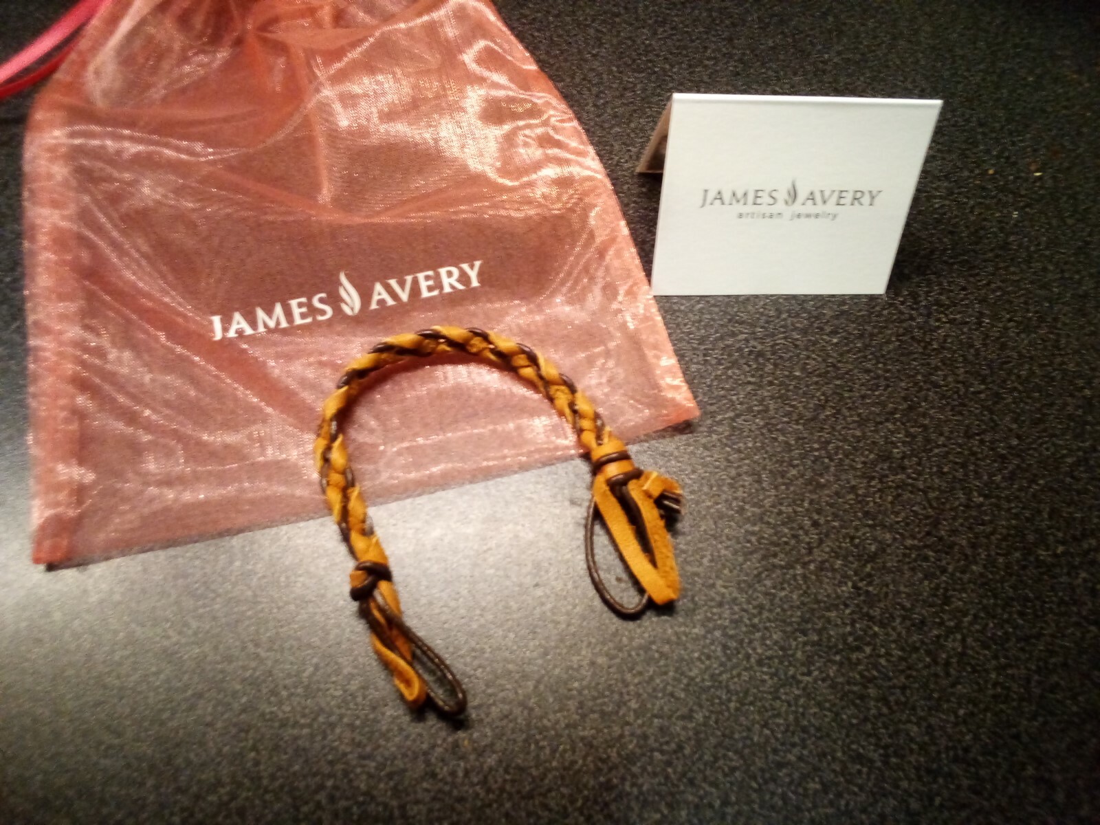 JAMES AVERY BRAIDED BRACELET LEATHER BROWN REPLACEMENT RETIRED  7 3/4 IN