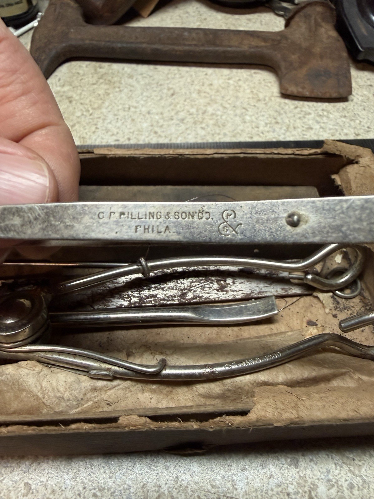 Vintage PILLING Capon Caponizing Tool Set Chicken Rooster Farm Tool 1940's