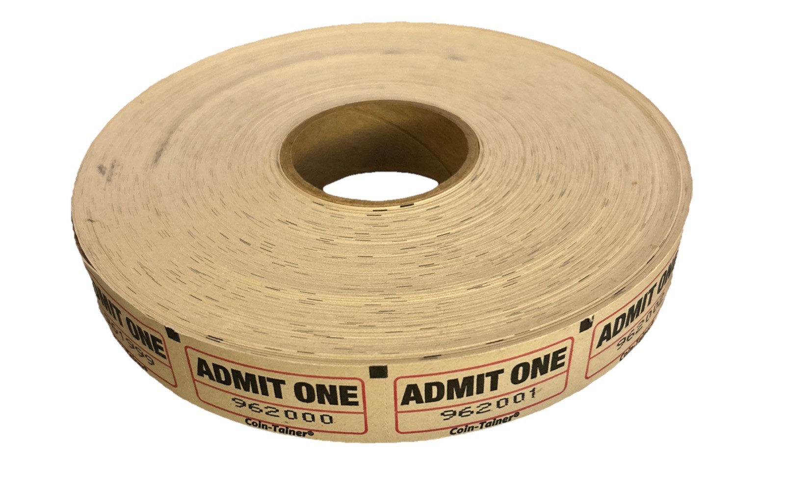 Admit One Single-Ticket Roll, White, Consecutively Numbered, 2000 Count