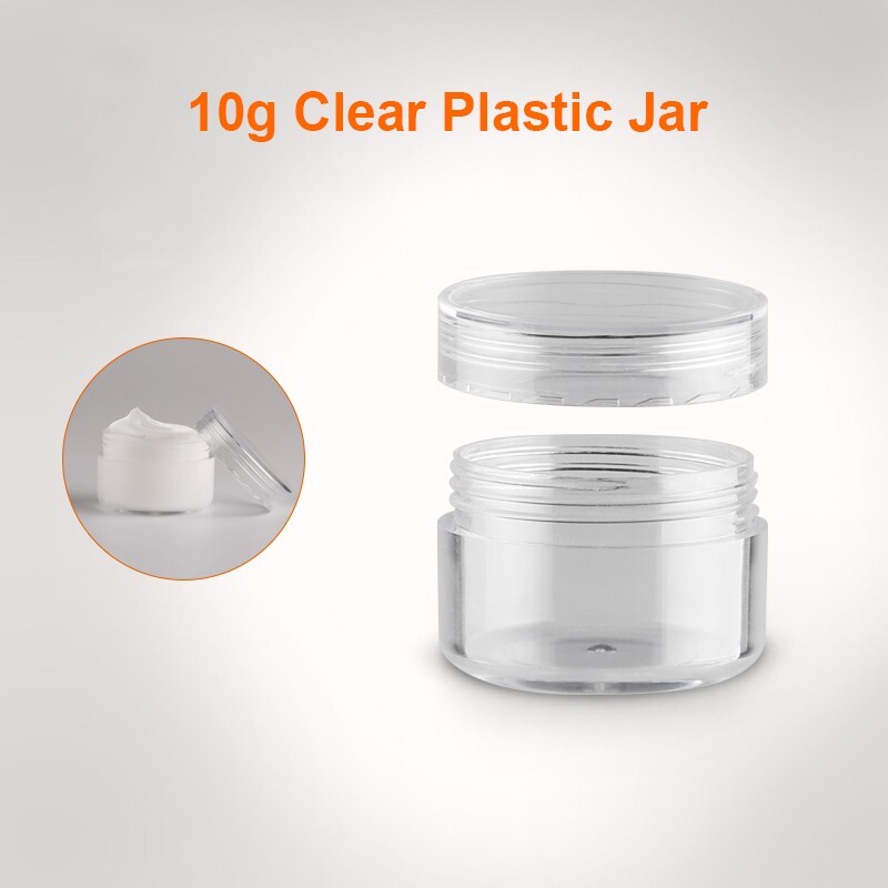 100 Pack 10 Gram Clear Plastic Jars Cosmetic Container with Lids J1-100