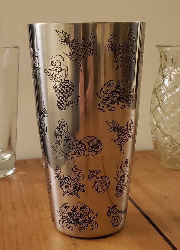 28/30 oz. TIKI COCKTAIL SHAKER Stainless Steel Boston Mixing & Stirring Tin