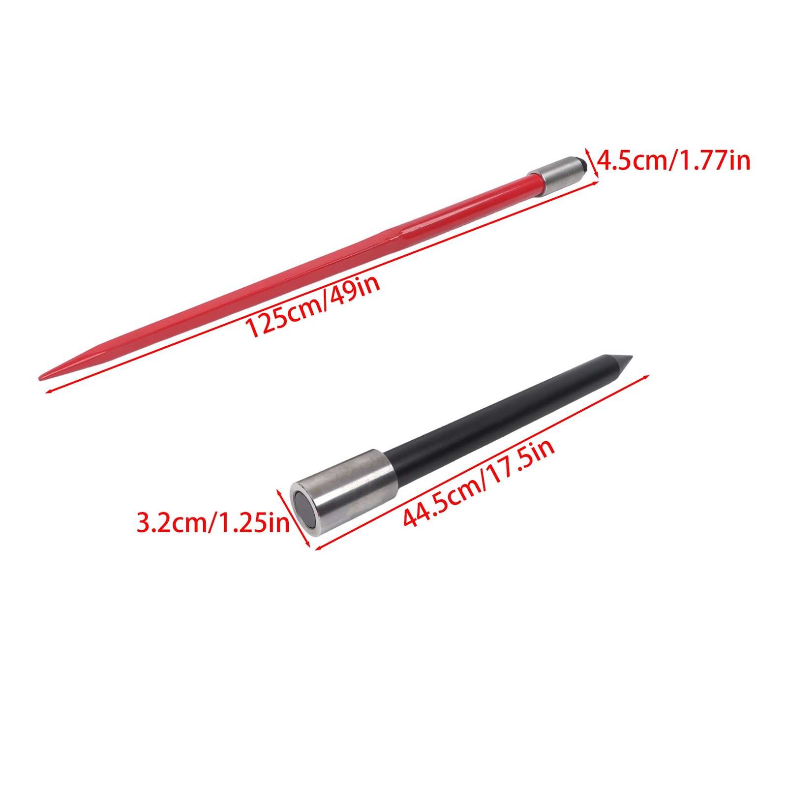 Hay Spear Attachment 49" With 2 Stabilizer Spears 3000 Lbs Capacity Bale Forks