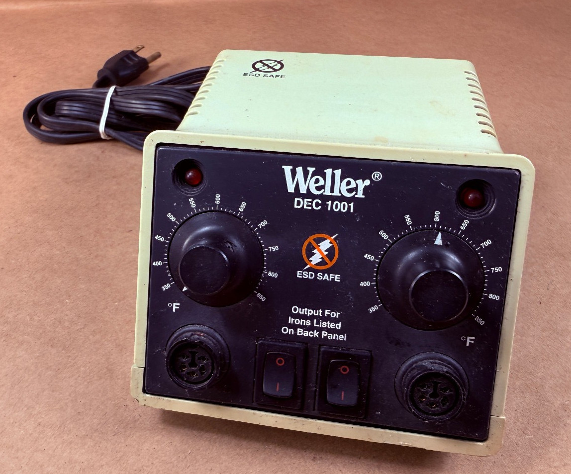 WELLER DEC1001 Electrostatic Dissipative Dual SOLDERING POWER STATION - TESTED