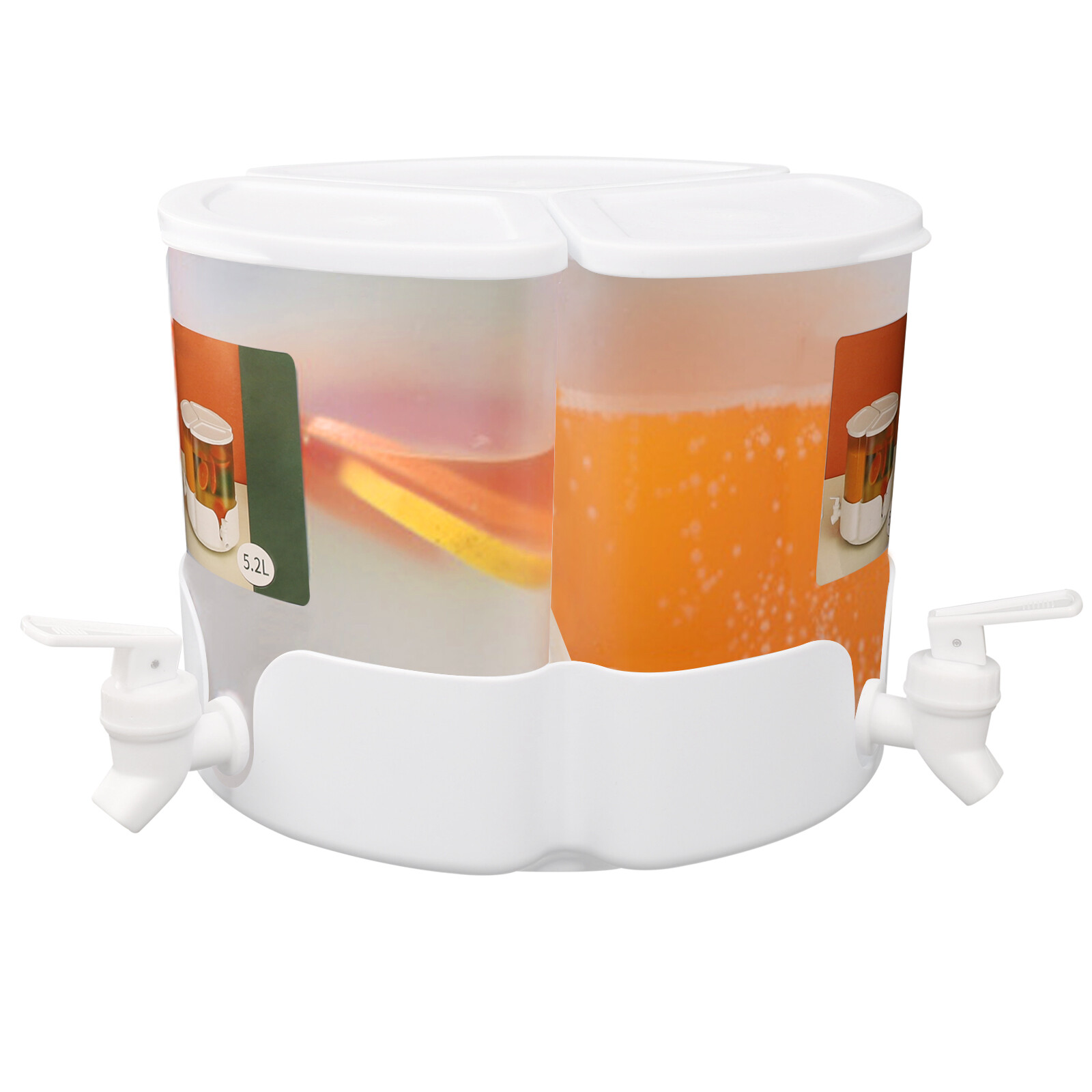 360° Rotation Juice/Drink Dispenser 5.2L 3-in-1 Beverage Dispenser W/ 3* Faucets