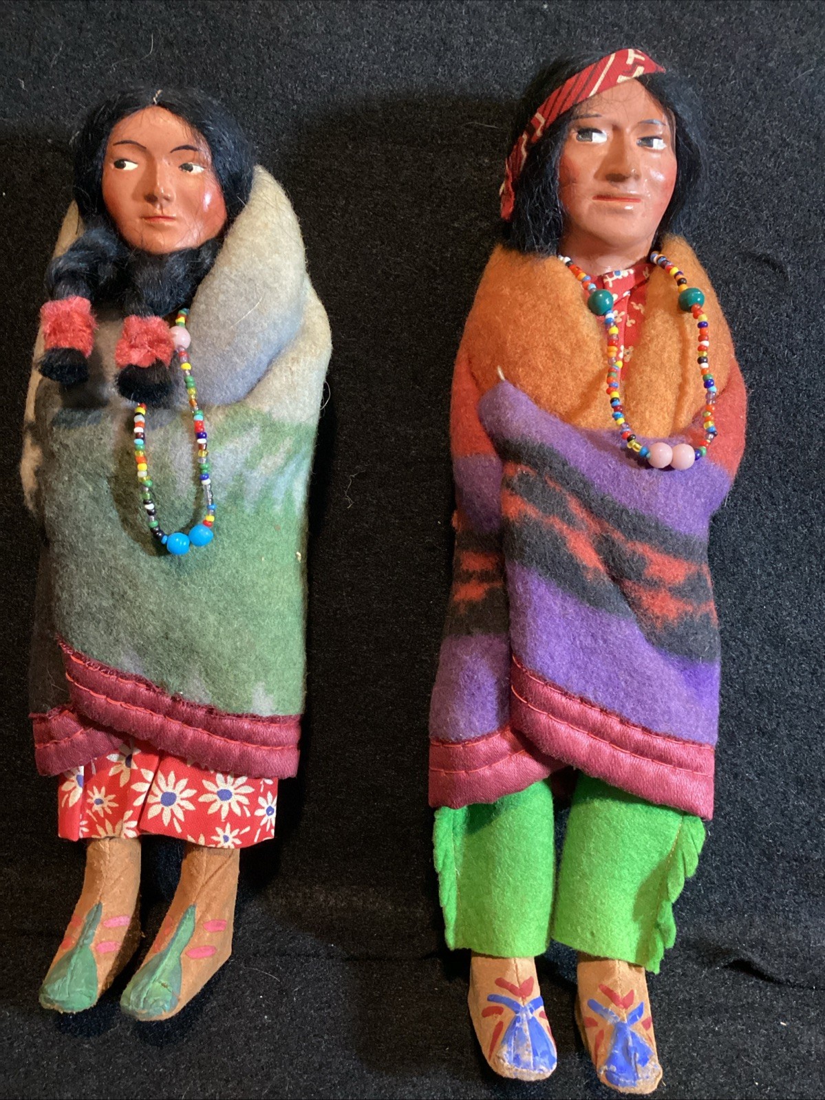 2 PCs. “Skookum Indian” ‘Bully Good’ Dolls, 9 1/2” Male, 9” Female, Orig. Tags