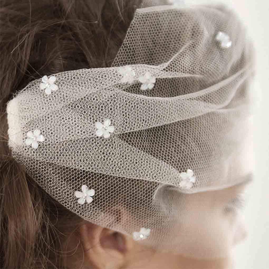Bridal Wedding Birdcage Veil Short White Lace Veil with Comb Single Layer Vei...