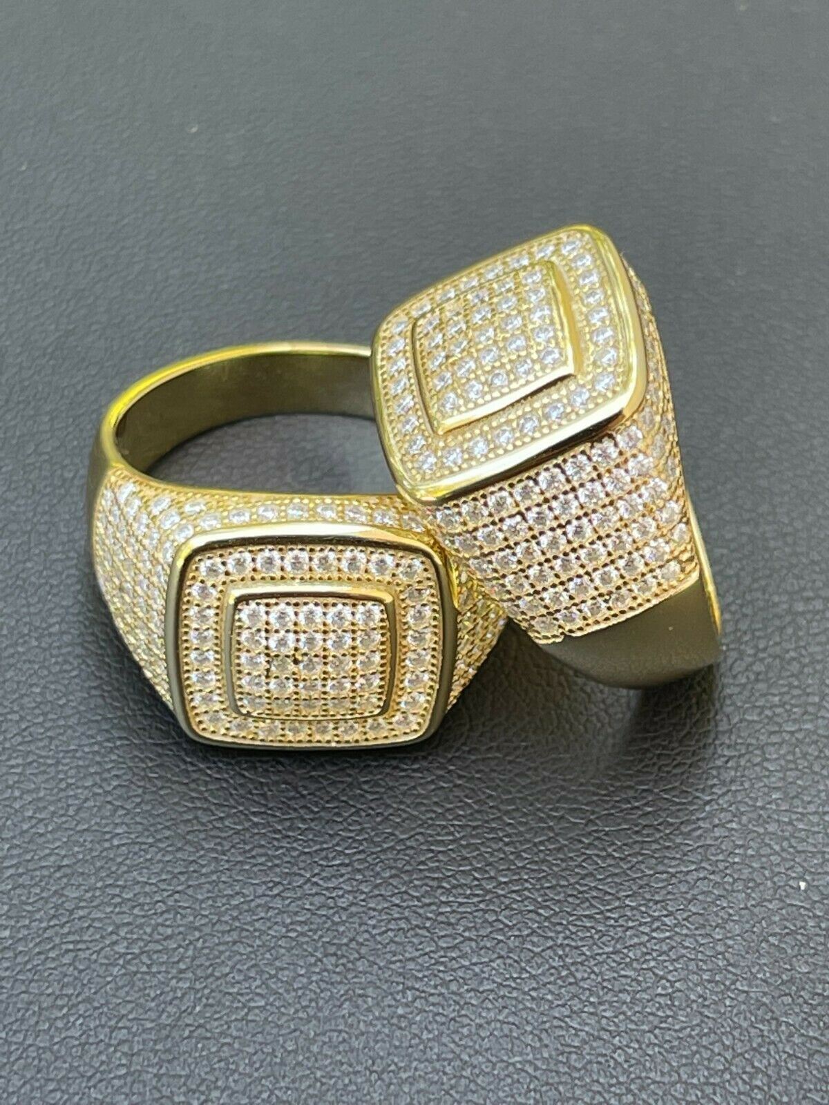 Real 14k Gold Plated Men Hip Hop Iced 1.8ct Moissanite Ring Passes Tester