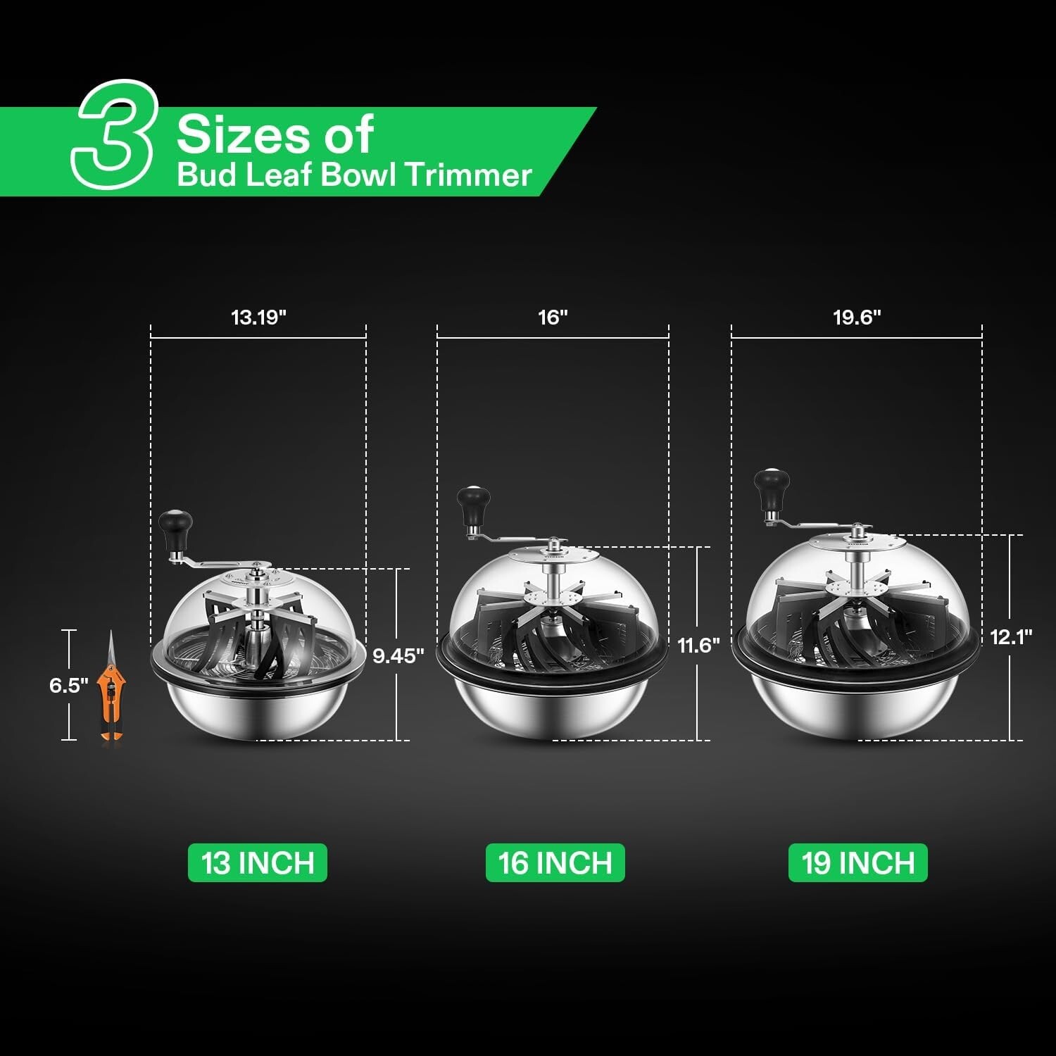 VIVOSUN 13 in Bud Leaf Bowl TrimmerClear Visibility Dome,Stainless Steel Blades