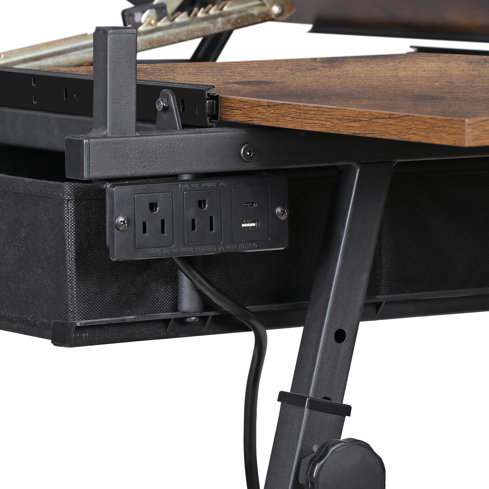 Adjustable Drafting Drawing Table Craft Tiltable Tabletop with Stool & Outlet