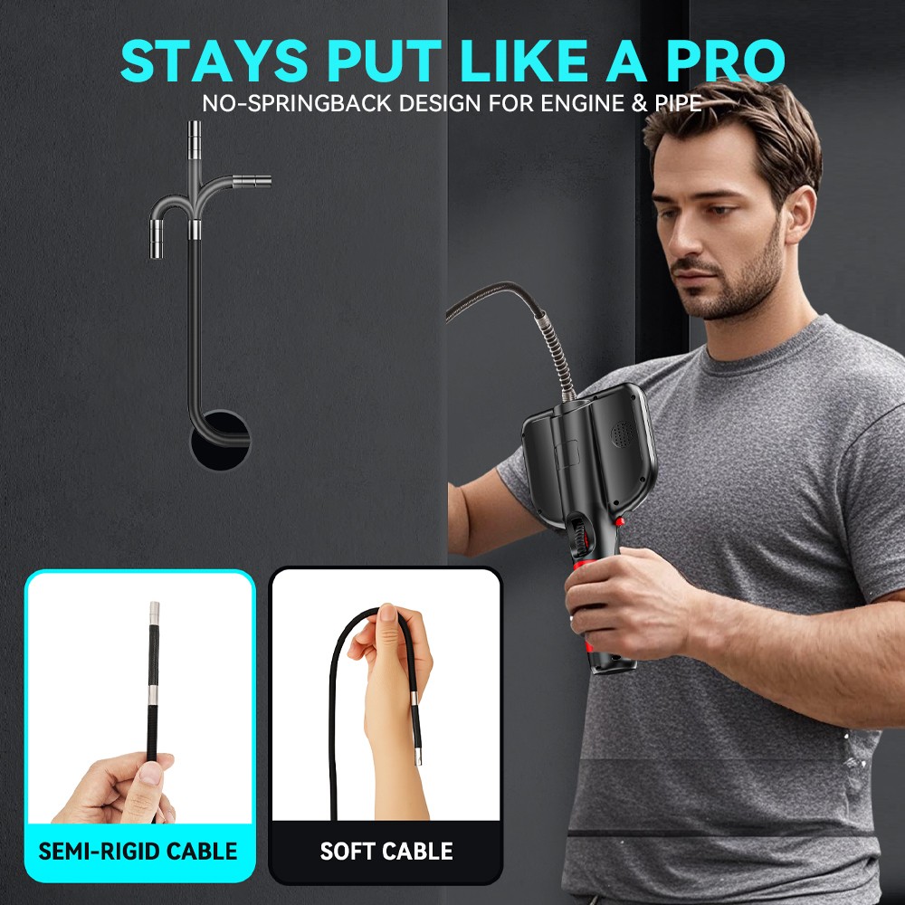 SCOPIX 10ft Tube 2-Way 360° Inspection Camera Articulating Borescope Semi Rigid