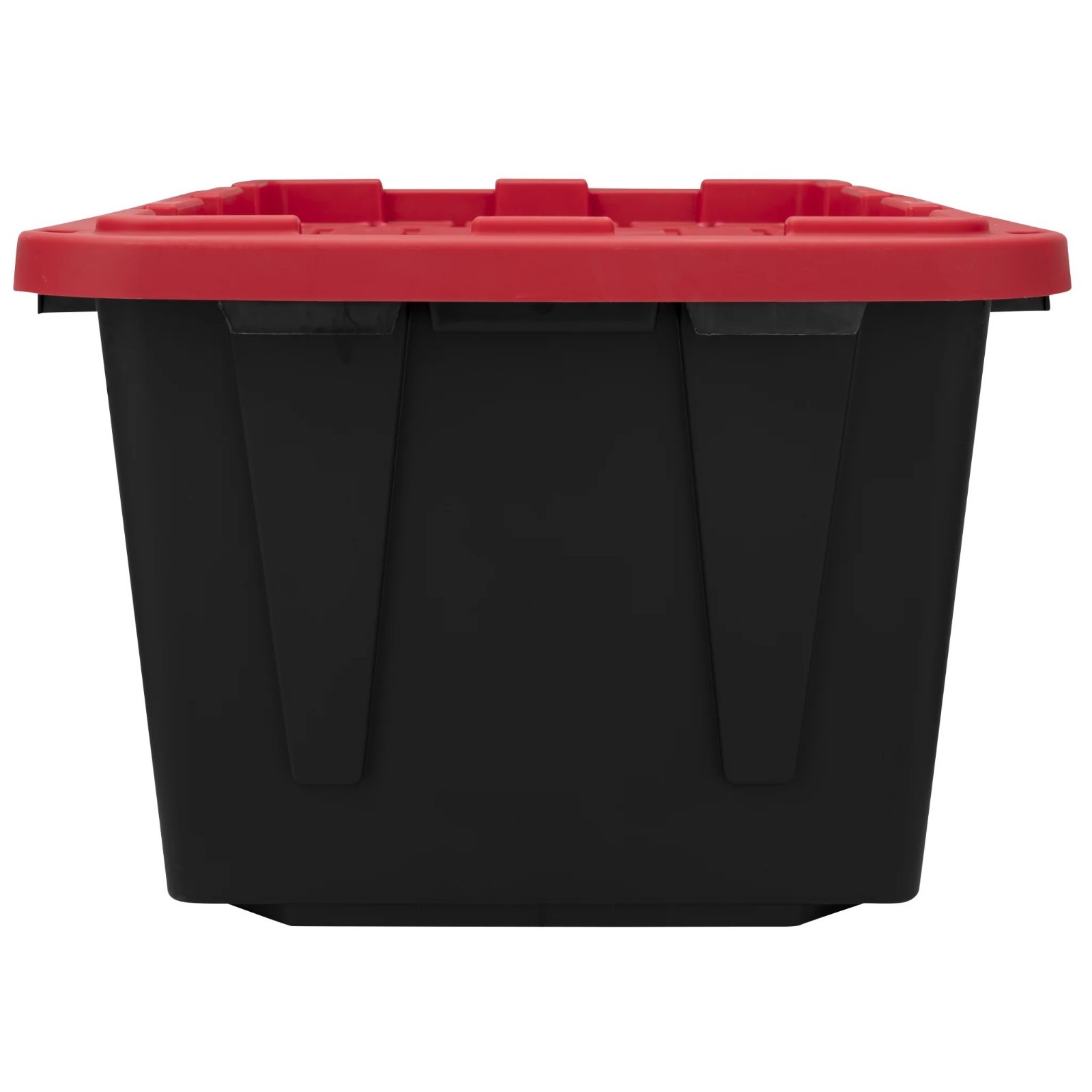 Hyper Tough 27 Gallon Snap Lid Plastic Storage Bin Container, Black with Red Lid