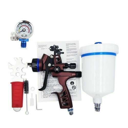 600ML HVLP Spray Gun 1.3mm Nozzle With Pressure Regulator Car Surface Spraying